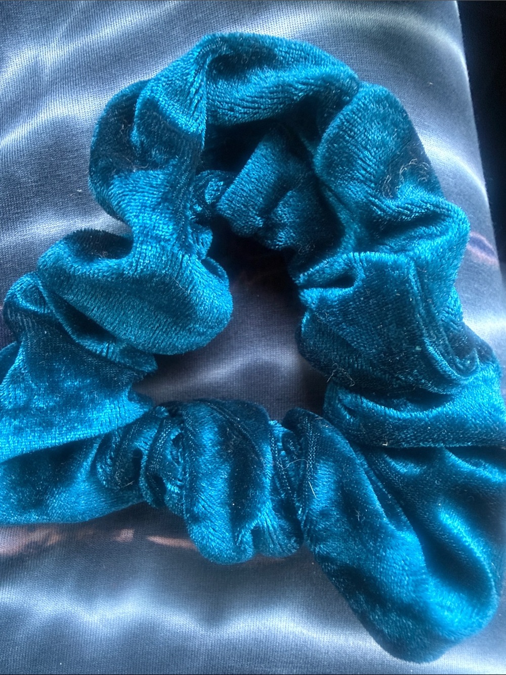 New large chunky neon blue scrunchie hair tie velvet large oversized